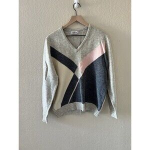 Vintage Titleist Sweater Large Gray Pink Block 100% Lambswool V-Neck Scotland
